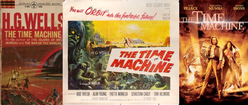 picture of time machine novel, 1960 film adaptation and 2002 film adaptation